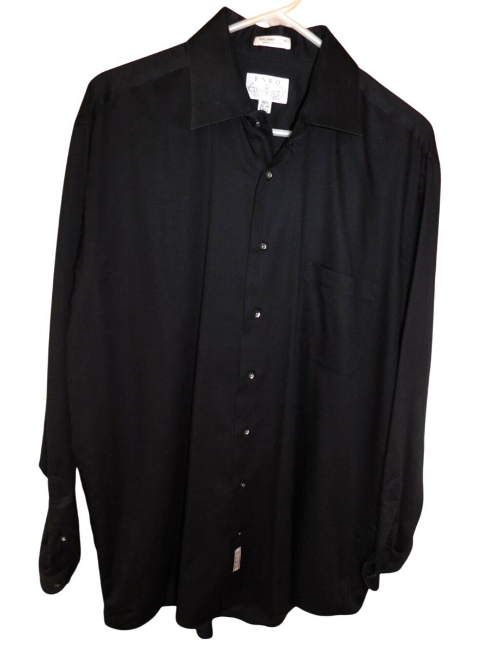 Enro 16.5 35/36 Tall Black 100% Combed Cotton Dress Shirt Button Front Classic